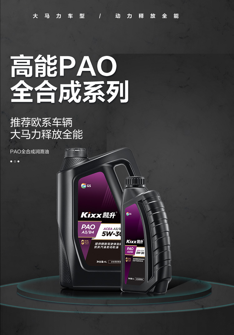 GS (Kixx) 凱升PAO全合成機油 5W-30 A3B4級 黑凱系列 1L-第1張圖片-鄭州市冠恒貿(mào)易有限公司【官方網(wǎng)站】-車用潤滑油服務(wù)專家