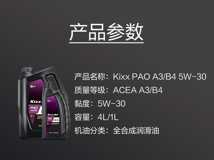 GS (Kixx) 凱升PAO全合成機油 5W-30 A3B4級 黑凱系列 1L-第6張圖片-鄭州市冠恒貿(mào)易有限公司【官方網(wǎng)站】-車用潤滑油服務(wù)專家