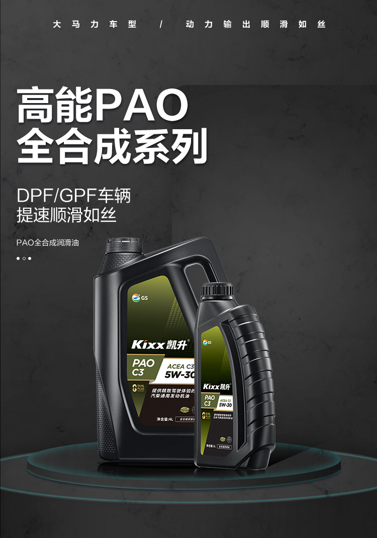 GS (Kixx) 凱升PAO全合成機(jī)油 5W-30 C3級 黑凱系列 4L-第1張圖片-鄭州市冠恒貿(mào)易有限公司【官方網(wǎng)站】-車用潤滑油服務(wù)專家